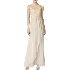 Beige Full Length Evening Dress Gown Adrianna Papell Size 2